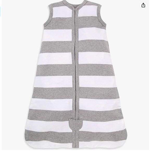 Burt's Bees L Gray Striped Sleep Sack 0.5 TOG - Picture 1 of 6